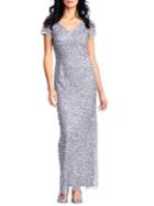 Adrianna Papell Scallop Beaded V-neck Gown