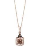 Le Vian Chocolatier Vanilla Diamonds, Chocolate Diamonds & 14k Strawberry Gold Square Pendant Necklace