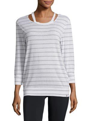 Marc New York Performance Striped Three-quarter Sleeve Top