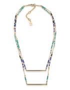 Lauren Ralph Lauren Dream Weaver 12k Gold-plated Two Row Rectangle Pendant Necklace