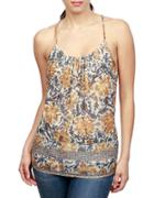Lucky Brand Pleated Printed Top