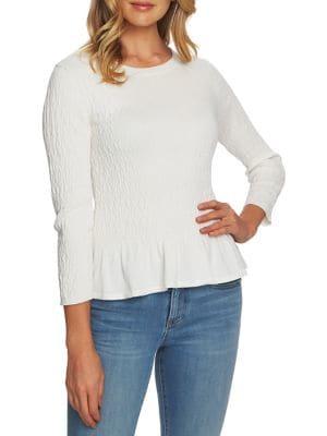 Cece Textured Stitch Peplum Sweater