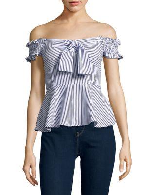 Lucy Paris Off-the-shoulder Striped Top