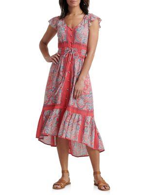 Lucky Brand Printed Cotton Blend Fit-&-flare Dress
