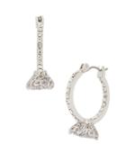 Betsey Johnson Crystal Hoop Earrings- 0.75in