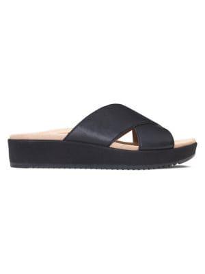Vionic Hayden Tropic Leather Slider Sandals
