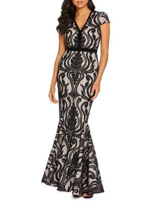 Quiz Cap-sleeve Lace Mermaid Gown