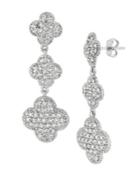 Morris & David 14k White Gold & Diamond Pave Clover Drop Earrings, 2.75 Tcw
