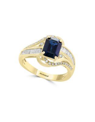 Effy Royale Bleu Natural Sapphire, Diamond And 14k Yellow Gold Ring