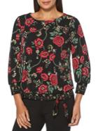 Rafaella Floral-print Tie Sweater