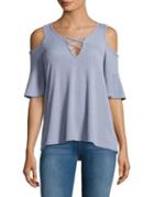 Design Lab Lord & Taylor Lace-up Cold-shoulder Top