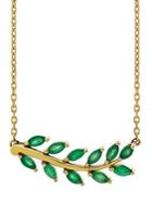 Lord & Taylor Emerald And 14k Yellow Gold Leaf Necklace