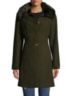 Laundry By Shelli Segal Faux Fur-trim Wool-blend Coat