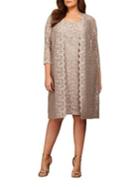 Alex Evenings Plus 2-piece Short Shift Dress And Elongated Illusion Jacket Set