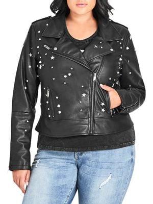 City Chic Plus Studded Faux Leather Jacket