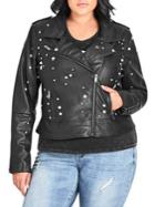 City Chic Plus Studded Faux Leather Jacket