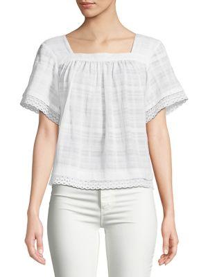 Vince Camuto Textured Eyelet-trim Blouse