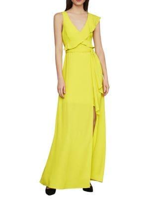 Bcbgmaxazria Open Back Ruffle Gown