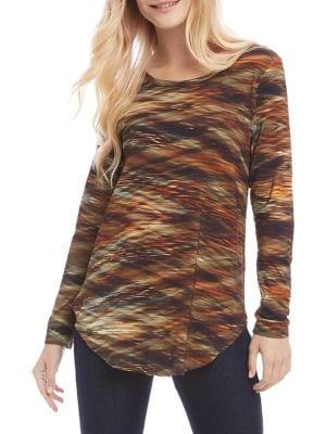 Karen Kane Mirage-print Shirttail Top