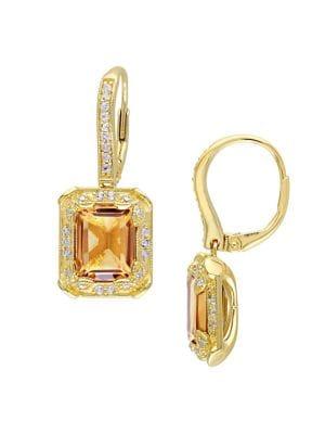 Sonatina Citrine, White Topaz & 0.1 Tcw Diamond Dangle Earrings