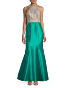Xscape Embellished Halter Mermaid Gown