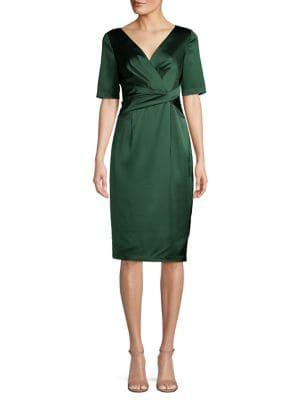 Adrianna Papell Satin Wrap Cocktail Dress