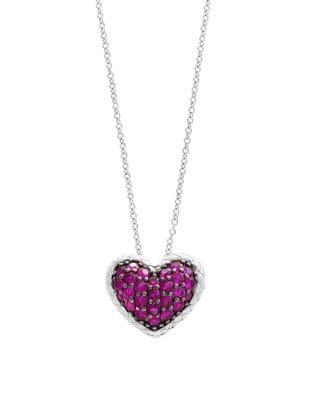 Effy Sterling Silver & Ruby Heart Pendant Necklace