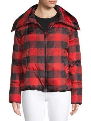Kendall + Kylie Plaid Puffer Jacket
