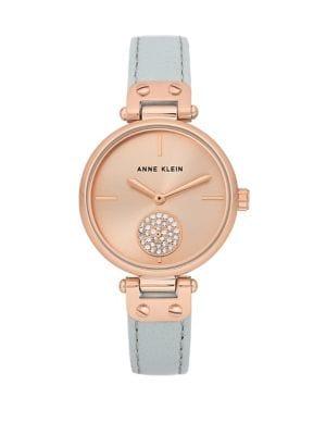 Anne Klein Swarovski Crystal Leather-strap Watch