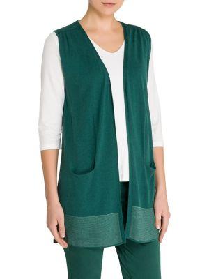Olsen Stripe-trim Longline Knit Vest