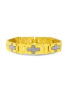 Lord & Taylor Stainless Steel Glitter Cross Chain Link Bracelet