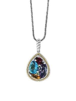 Effy 18k Yellow Gold, Sterling Silver & Multi-stone Pendant Necklace