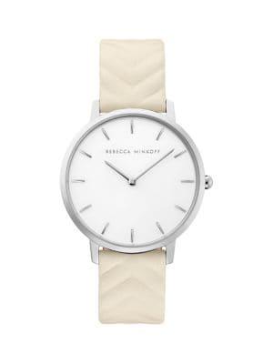 Rebecca Minkoff Major Quilted Leather-strap Watch