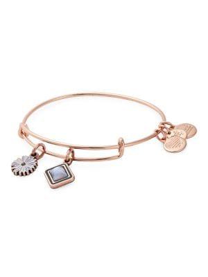 Alex And Ani Life Rose Goldtone Charm Bangle Bracelet