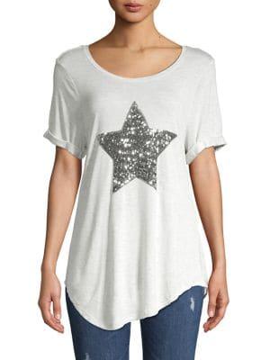 Lord Taylor Sequined Star Asymmetrical Tee