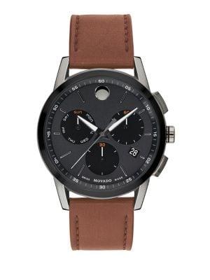 Movado Museum Sport Leather Chronograph Watch