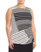 Calvin Klein Plus Striped-print Sleeveless Top