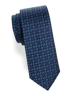 Black Brown Paisley Neat Silk Tie