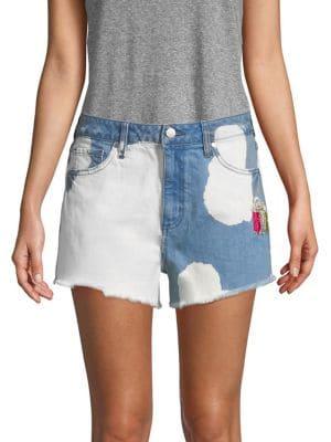 Design Lab Bleached Patch Denim Shorts