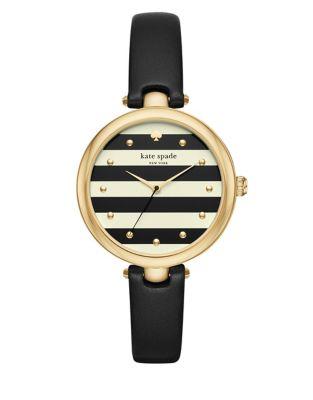 Kate Spade New York Varick Stripe Leather-strap Watch