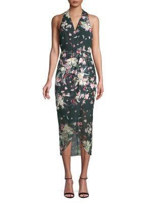 Cooper St Floral Halter Tulip-hem Dress