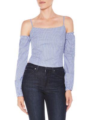 Joe's Jeans Noelle Striped Cotton Cold-shoulder Top