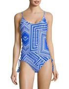 Design Lab Lord & Taylor Printed One-piece Swimsuit