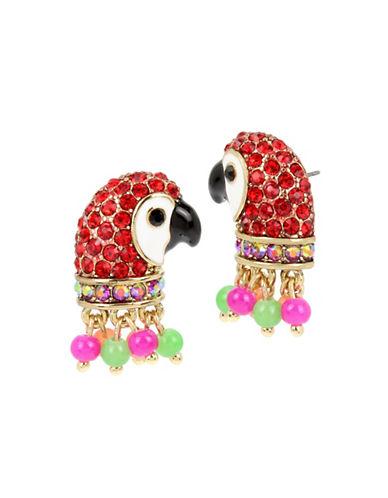 Betsey Johnson Tropical Punch Pave Parrot Stud Earrings