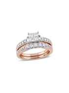 Sonatina Two-piece 14k Rose Gold And Princess-cut Diamond Bridal Rings Set