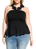 City Chic Plus Daisy Trim Top