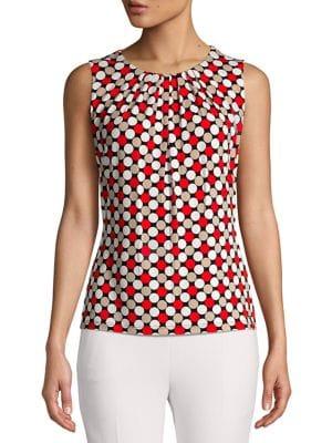Calvin Klein Sleeveless Dotted Chiffon Top