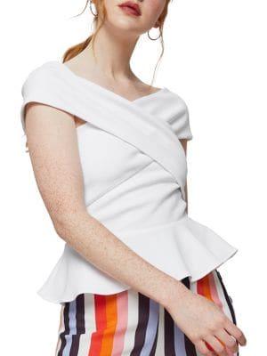Miss Selfridge Crossover Off-the-shoulder Peplum Top