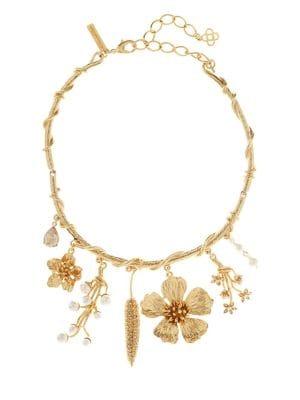Oscar De La Renta Wildflower Faux Pearl And Swarovski Crystal Necklace