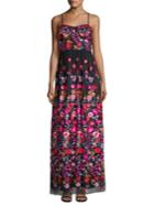 Aidan By Aidan Mattox Embroidered Mesh Floral Gown
